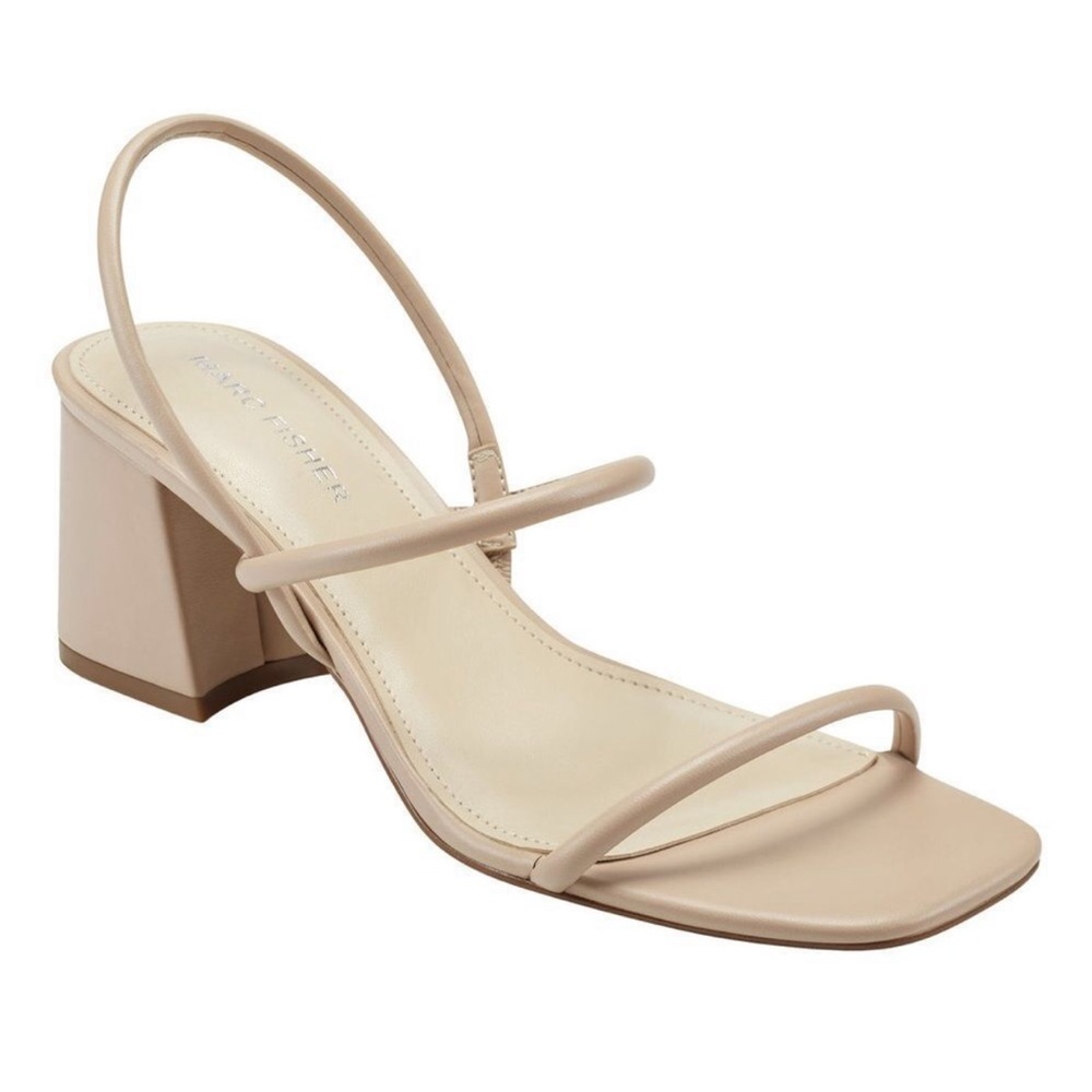 New GALVIN BLOCK HEEL SPAGHETTI STRAP SANDAL by Marc Fisher size 7 M
